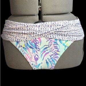 Lilly Pulitzer Lagoon Sarong Blue Oasis Tint Slim Shady Bikini Bottom, Sz 14